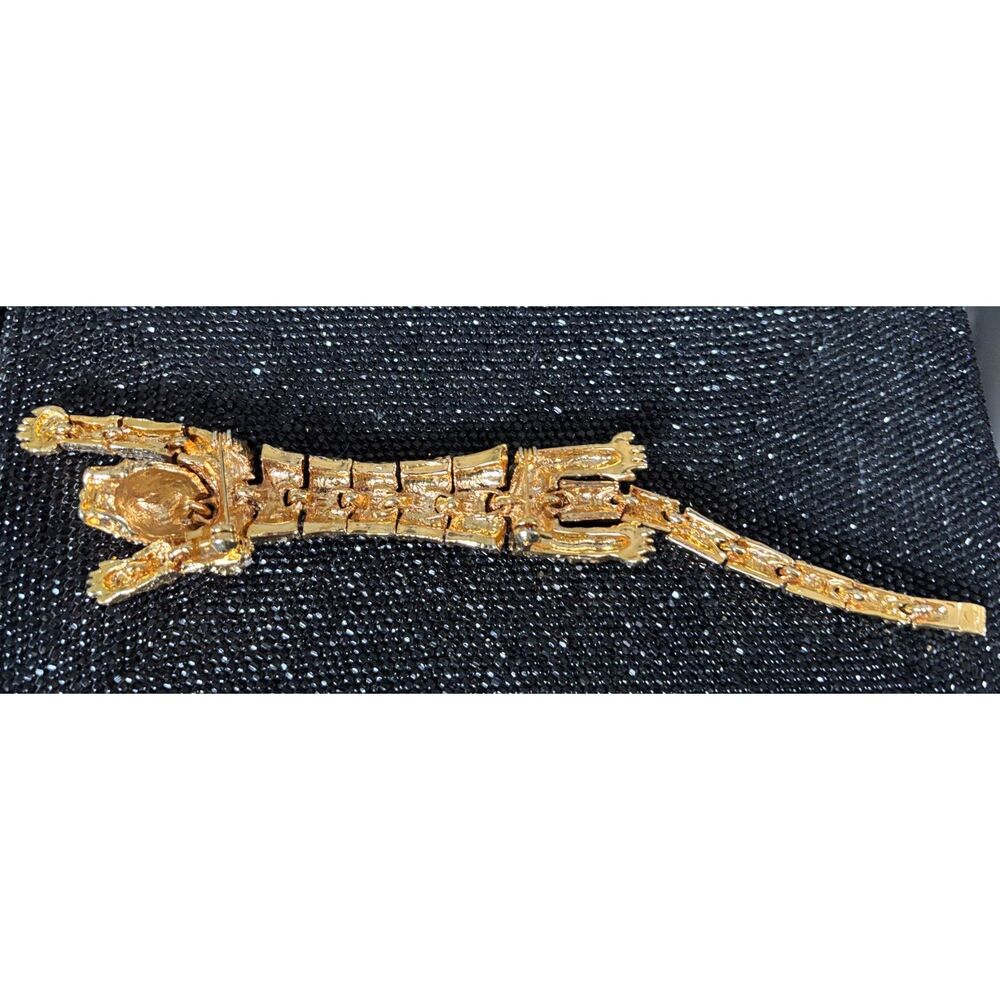 Vintage Articulated Tiger Over the Shoulder Rhinestone Brooch - Picture 5 of 6